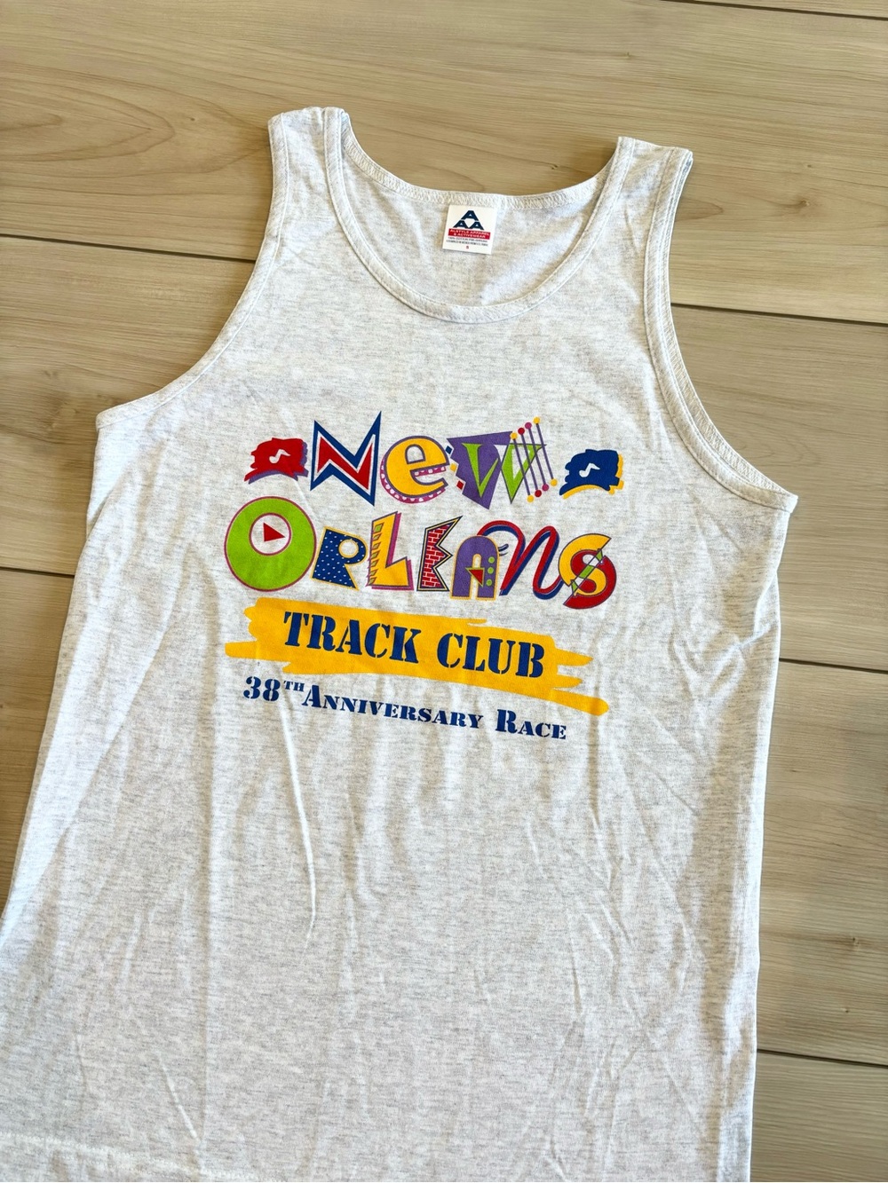 90s Vintage New Orleans Track Marathon Race Mens Club Graphic Tank Top